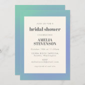 レトロブルーグリーン勾配ユニークブライダルシャワー 招待状 (正面/裏面)