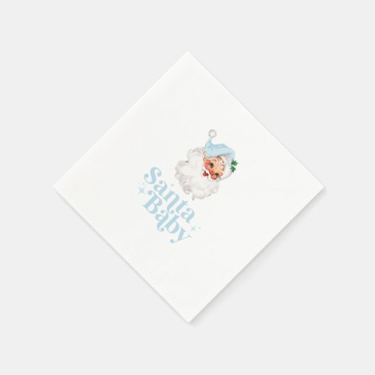 レトロブルーサンタベビークリスマスベビーシャワー スタンダードカクテルナプキン (角)