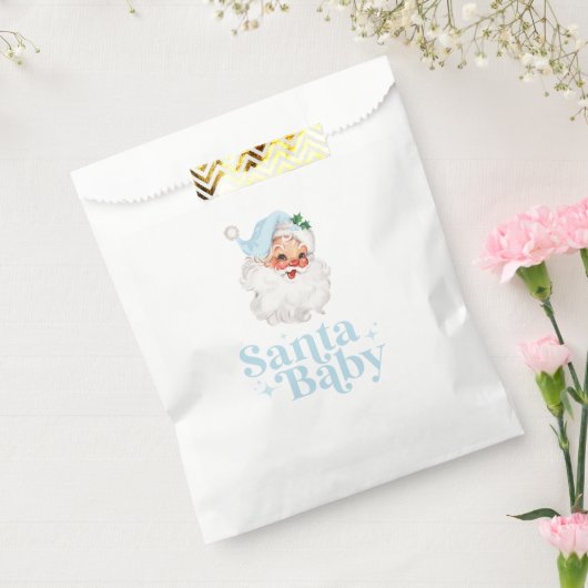 レトロブルーサンタベビークリスマスベビーシャワー フェイバーバッグ (封をした状態)