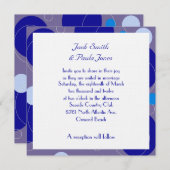 レトロブルーサークル王室のペリウインクル結婚ズ 招待状 (正面/裏面)