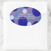 レトロブルーサークル&楕円王室の差出人住所 楕円形シール (バッグ)