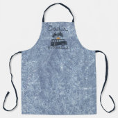 レトロブルーサーフヴァンパパズバーベキュー エプロン (正面)