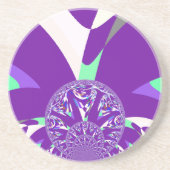 レトロブルーシアン万華鏡のように千変万化するパターンアートプリント コースター (正面)