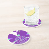 レトロブルーシアン万華鏡のように千変万化するパターンアートプリント コースター (側面)