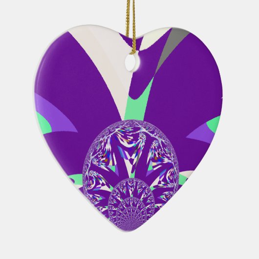 レトロブルーシアン万華鏡のように千変万化するパターンアートプリント セラミックオーナメント (右)