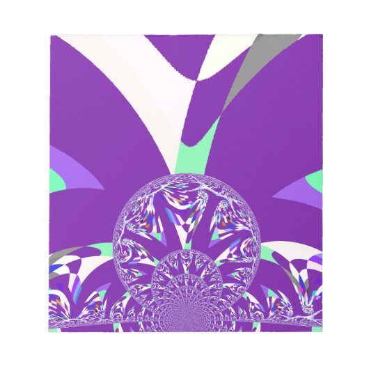 レトロブルーシアン万華鏡のように千変万化するパターンアートプリント ノートパッド (正面)