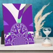 レトロブルーシアン万華鏡のように千変万化するパターンアートプリント フォトプラーク (側面)