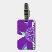 レトロブルーシアン万華鏡のように千変万化するパターンアートプリント ラゲッジタグ (正面縦)
