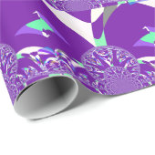 レトロブルーシアン万華鏡のように千変万化するパターンアートプリント ラッピングペーパー (ロールコーナー)