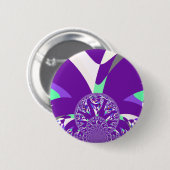レトロブルーシアン万華鏡のように千変万化するパターンアートプリント 缶バッジ (正面&裏面)