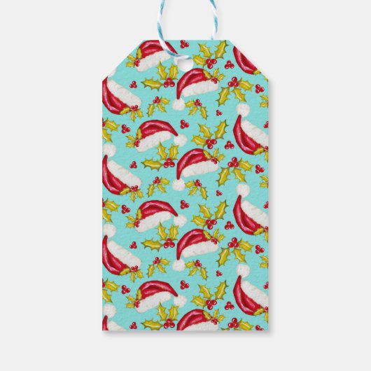 レトロブルーシンプルフォト明るいメリークリスマス ギフトタグ (裏面)