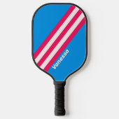 レトロブルーストライプクラッシュ名 ピックルボールラケット (正面)