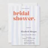 レトロブルーストライプシンプルブライダルシャワー 招待状 (正面)
