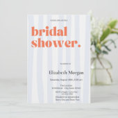 レトロブルーストライプシンプルブライダルシャワー 招待状 (スタンド正面)