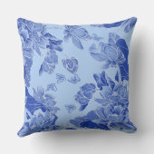 レトロブルーチノモダンイセリーシックロータスマンダラ クッション (裏面)