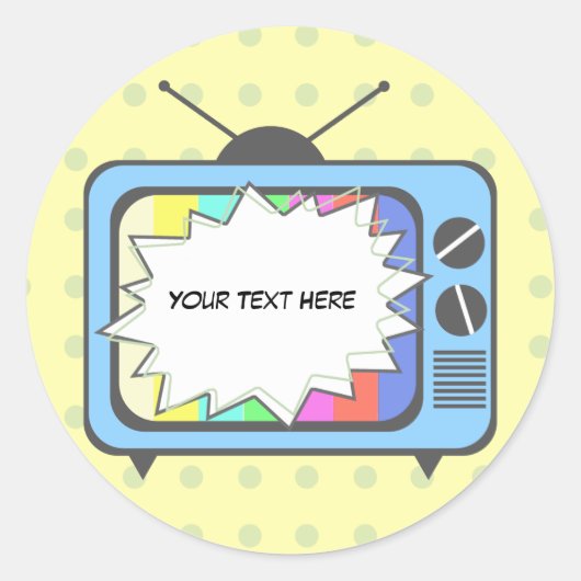 レトロブルーテレビ ラウンドシール (正面)