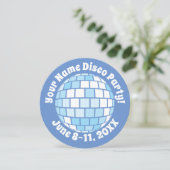 レトロブルーディスコボール パーソナライズ 招待状 (スタンド正面)