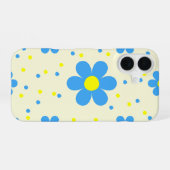 レトロブルーデイジー携帯ケース iPhone 16ケース (裏面横)
