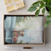 レトロブルートラックとホリデーツリー&ドッグ 薄葉紙 (ギフト)