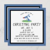 レトロブルードッグクリスマス招待状 招待状 (正面/裏面)