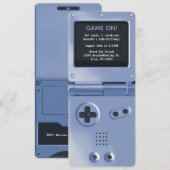 レトロブルーハンドヘルドゲーム機の誕生日招待状 招待状 (正面/裏面)