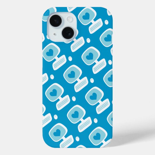 レトロブルーハートコンオタク系のピュータiPhoneケース Case-Mate iPhoneケース (裏面)