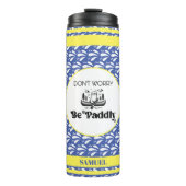 レトロブルーパターストライプン名前をカスタムする タンブラー (正面)