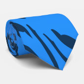 レトロブルーパターンゼブラ抽象芸術アート ネクタイ (ロール)