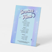 レトロブルーパープルメイクアップサロンスパ価格メニュー 台座サイン (正面)