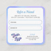 レトロブルーパープルロゴフレンド参照美しいサロン 紹介カード (裏面)