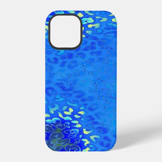 レトロブルーヒョウ柄スキン iPhoneケース (裏面)