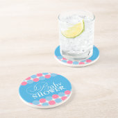 レトロブルーピンクベビーシャワーコースター コースター (側面)