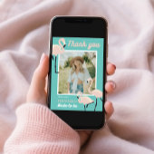 レトロブルーフラミンゴブライダルシャワーサンキューカード 招待状