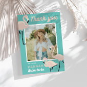 レトロブルーフラミンゴブライダルシャワーサンキューカード 招待状