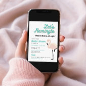 レトロブルーフラミンゴレッスフラミングルブライダルシャワー 招待状