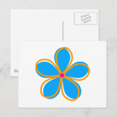 レトロブルーフラワー ポストカード (正面/裏面)