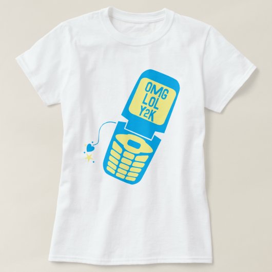レトロブルーフリップフォンTシャツ Tシャツ (デザイン正面)