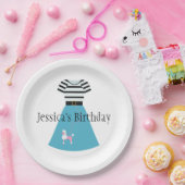 レトロブループードルスカート ペーパープレート (パーティー)