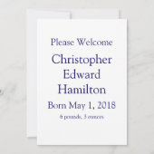 レトロブルーベビー発表 招待状 (裏面)