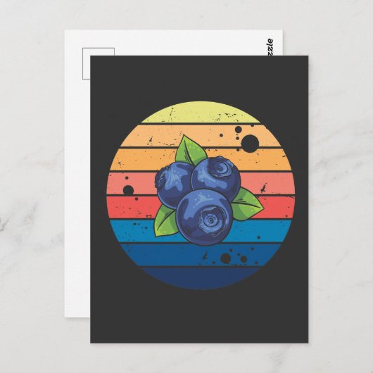 レトロブルーベリーヘルシーサマーフルーツベリー ポストカード (正面/裏面)