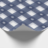 レトロブルーホワイトクリスマスニューイヤープレイド ラッピングペーパー (角)