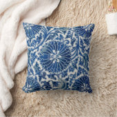 レトロブルーポピー明朝中国 クッション (ブランケット)