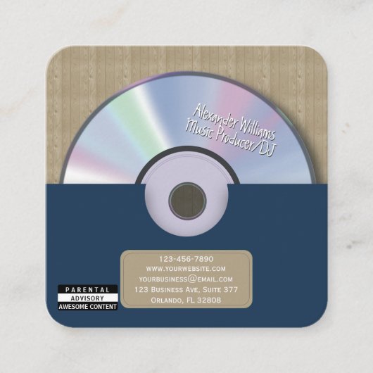 レトロブルーミュージックプロデューサーCD DJ スクエア名刺 (正面)