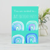 レトロブルーレインボーバースデーパーティー 招待状 (スタンド正面)