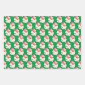 レトロブルーレッドおもしろいサンタクロース顔クリスマス ラッピングペーパーシート (正面2)