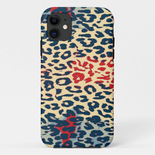 レトロブルーレッドヒョウ印刷スキン Case-Mate iPhoneケース (裏面)