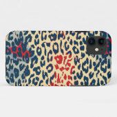 レトロブルーレッドヒョウ印刷スキン Case-Mate iPhoneケース (裏面(横))