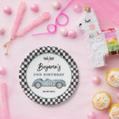 レトロブルーレースカーツーファーストボーイ誕生日 ペーパープレート (パーティー)