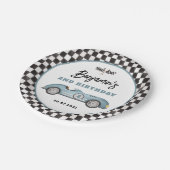 レトロブルーレースカーツーファーストボーイ誕生日 ペーパープレート (アングル)