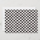 レトロブルーレースカーバルーンボーイ誕生日写真 招待状 (裏面)